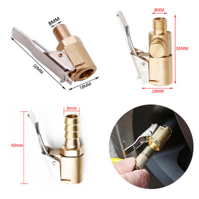 1PC Car Tire Air Chuck Inflator Pump Valve Connector Clip-on Adapter Car Brass 8mm Tyre Wheel Valve For Inflatable Pump Tools