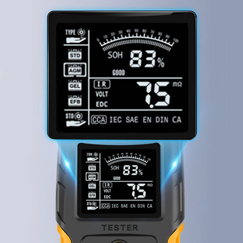 12V/24V тестер за автомобилни акумулатори LCD цифров анализатор на батерии Инструмент за диагностика на зареждането на автомобила SOH SOC CCA IR измерване за автомобил камион