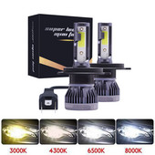 2vnt Super Mini Size LED automobilio žibintai H1 H11 H7 9005/HB3 automatinis žibintas automobilio priekinių žibintų lemputės, skirtos automobiliui 80W 12000LM 6000K 3000K