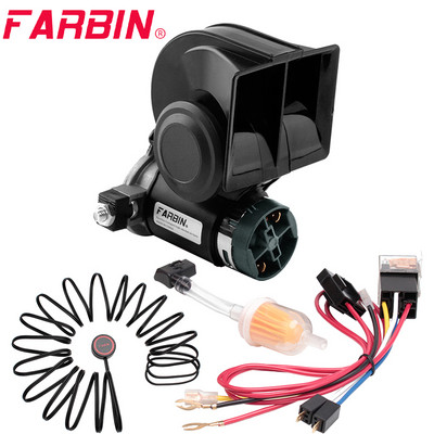 FARBIN Snail Air Horn Комплект с компресор 12V/24V 150db Супер силен двутонален автомобилен клаксон за камион Мотоциклет Автомобилен аксесоар