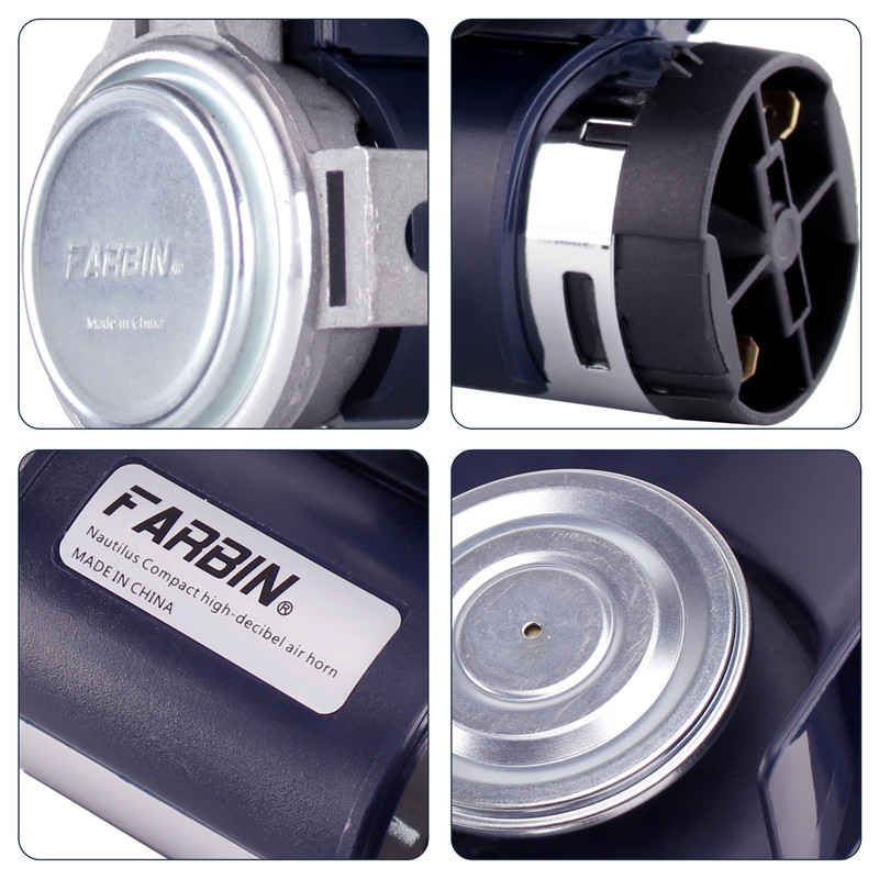 FARBIN sraigių oro garso signalų rinkinys su kompresoriumi 12V/24V 150db Super Loud dviejų tonų automobilio garso signalas, skirtas sunkvežimio motociklo automobilio priedui