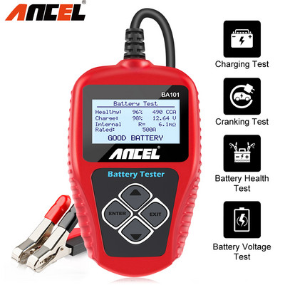 ANCEL BA101 12V autóipari akkumulátor teszter akkumulátor terhelésvizsgáló autó motorkerékpárhoz 100-2000CCA digitális elemző tesztelő eszközök