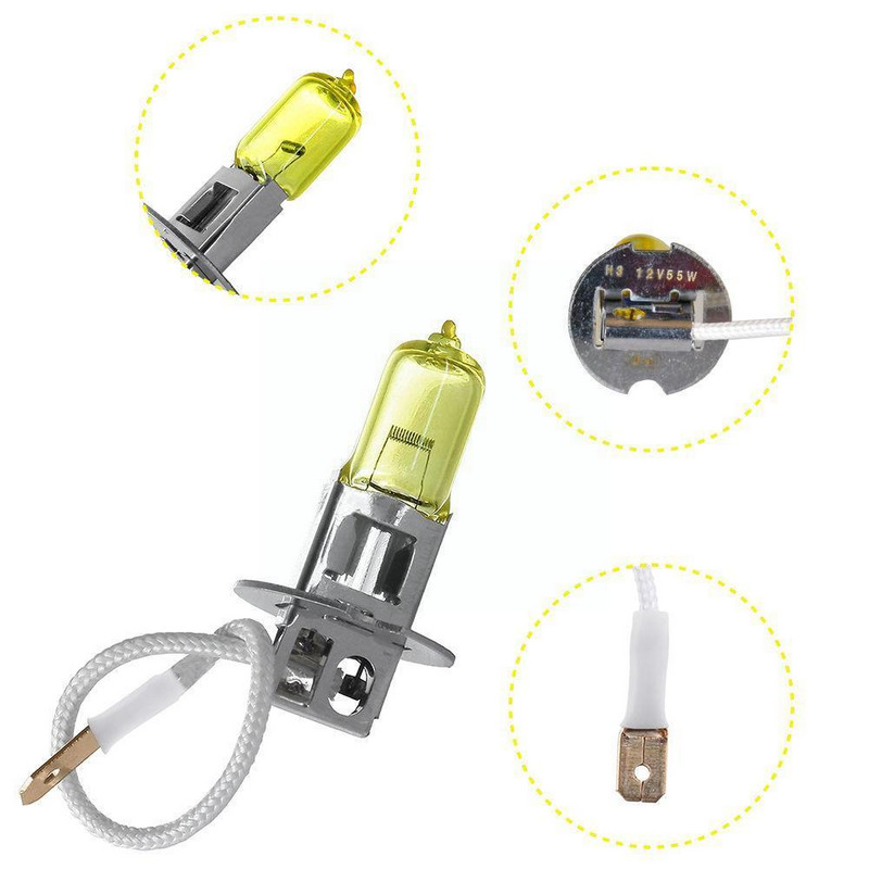 2BUC H3 Lampă cu halogen Galben 12V 55W 3000K Cuarț Xenon Bec Luminos Ceață Sticlă Accesorii Auto Auto