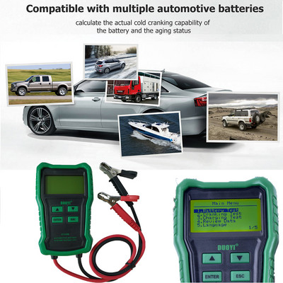 Ispitivač akumulatora automobila 12V 100-2000 CCA Automatski ispitivač opterećenja akumulatora, analizator sustava pokretanja punjenja za automobil, brod, motocikl, kamion