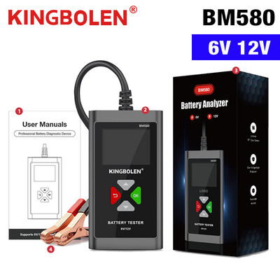 KINGBOLEN BM580 Tester baterie auto 6V 12V Instrumente de testare auto Examen de sănătate a mașinii Clip de acces reversibil Voltmetru PK BM550 BM560