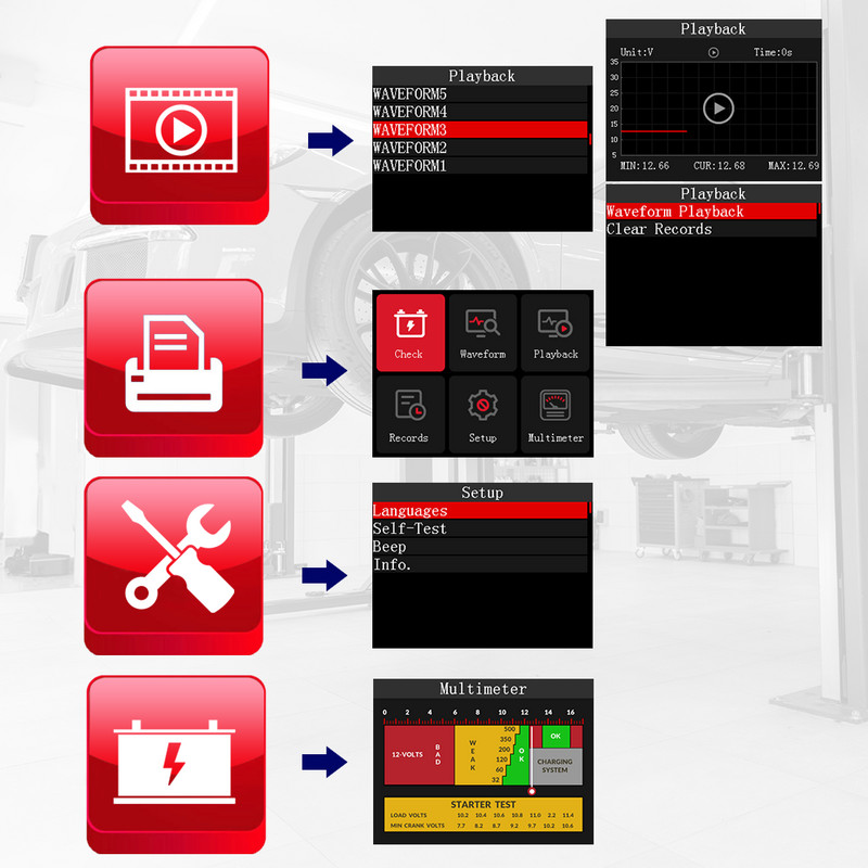 KINGBOLEN BM580 Tester baterie auto 6V 12V Instrumente de testare auto Examen de sănătate a mașinii Clip de acces reversibil Voltmetru PK BM550 BM560