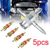 5 buc/set Miez de supapă de cupru Instrumente de reparare a anvelopelor auto 4 în 1 Instrument de îndepărtare a tijei supapei de anvelopă Instrument de curățare a anvelopei