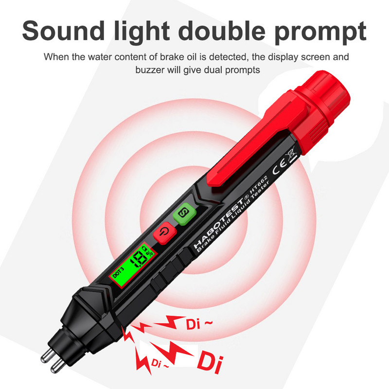 Tester de lichid de frână auto Detector digital de lichid de frână de înaltă precizie pentru afișaj LCD DOT3/DOT4/DOT5.1 cu stilou de testare pentru iluminare din spate