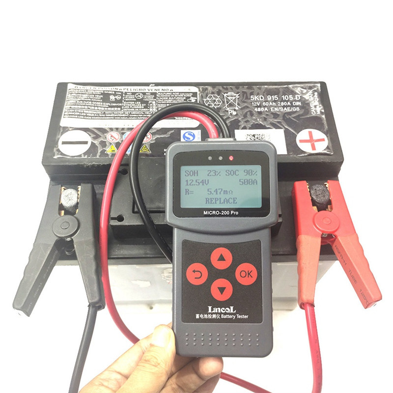 12V 24V MICRO-200 PRO autóakkumulátor teszter digitális akkumulátorelemző többnyelvű AGM EFB gél CCA BCI CA MCA JIS DIN IEC szkenner