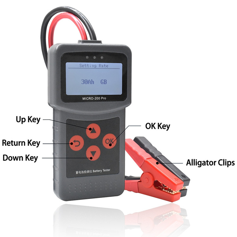 12V 24V MICRO-200 PRO autóakkumulátor teszter digitális akkumulátorelemző többnyelvű AGM EFB gél CCA BCI CA MCA JIS DIN IEC szkenner