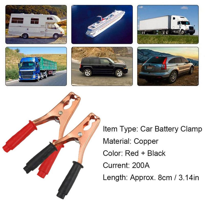 2 vnt. akumuliatoriaus trumpiklio kabelio spaustukai 200A izoliuoti aligatoriaus spaustukai akumuliatoriaus įkrovimo jungties rinkinys, skirtas automobilinei transporto priemonei