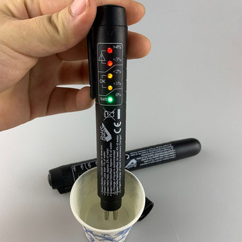Автоматично тестване на течности, тестер за спирачна течност Pen 5 LED индикаторен дисплей за DOT3/4/5 Electronic Pen Brake Fluid Oil Tester Цифров