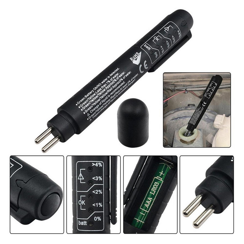 Tester lichid de frână pentru ulei de frână Tester pentru lichid de frână pentru mașină Verificare lichid de frână Afișaj LED Testare umiditate Accesorii auto