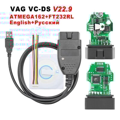 VAG CAN PRO VCP 5.5.1 FTDI VAG OBD 2 OBD2 Instrument de diagnosticare automată Interfață COM VCDS ATMEGA162 Cablu K-line Can Bus pentru VW/AUDI