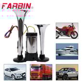 FARBIN 12V claxon de aer cu tub dublu claxon de pompă unit super tare cu compresor releu pentru vehicul, camion, barcă, accesoriu pentru motociclete