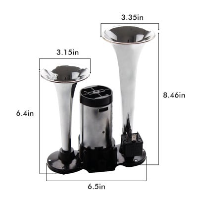 FARBIN 12V claxon de aer cu tub dublu claxon de pompă unit super tare cu compresor releu pentru vehicul, camion, barcă, accesoriu pentru motociclete