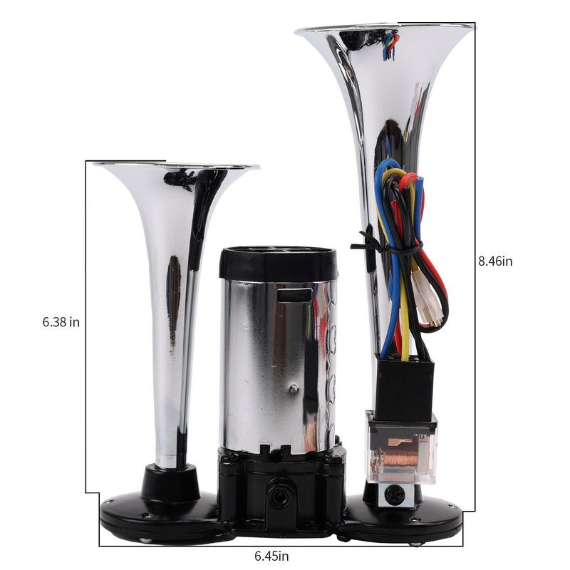 FARBIN 12V claxon de aer cu tub dublu claxon de pompă unit super tare cu compresor releu pentru vehicul, camion, barcă, accesoriu pentru motociclete