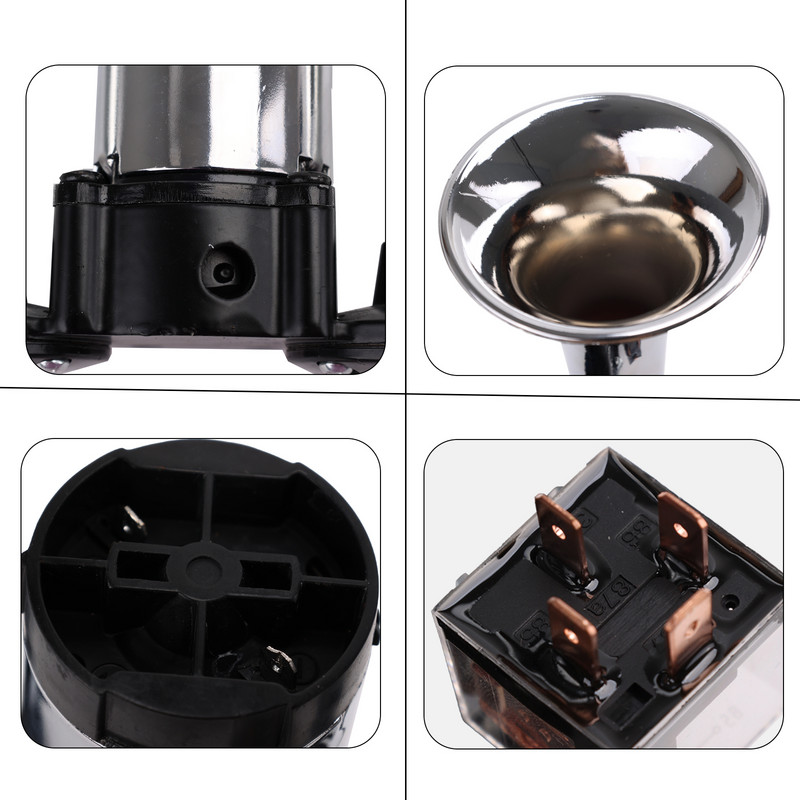 FARBIN 12V claxon de aer cu tub dublu claxon de pompă unit super tare cu compresor releu pentru vehicul, camion, barcă, accesoriu pentru motociclete