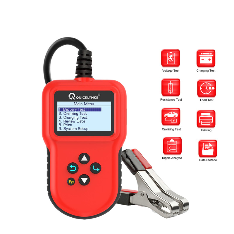 Tester de baterii QUICKLYNKS BA106 12V Tester de baterii cu litiu și plumb-acid Analizor Pornire și încărcare a mașinii Instrument de testare 100-2000CCA