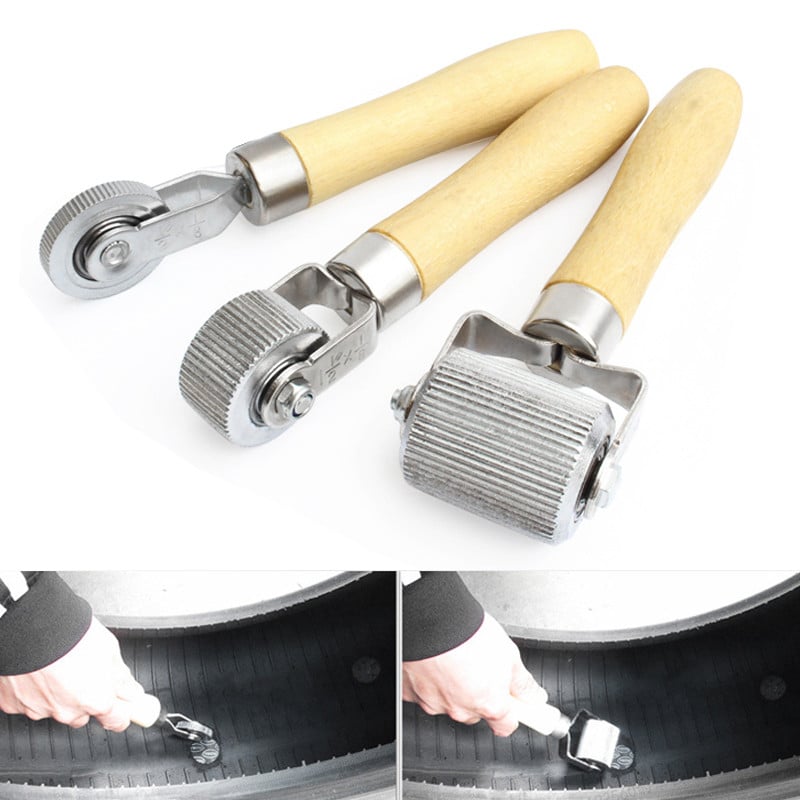 Roller Auto Patch Roller pentru repararea roților de motocicletă cu mâner din lemn Kit de reparare a anvelopelor auto Instrument de reparare a anvelopelor pentru accesorii auto