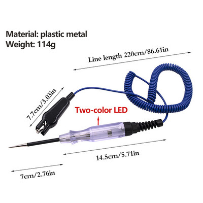 Auto DC 6V 12V 24V DC Tester de circuite de tensiune pentru mașină Pix cu sondă lungă Instrumente de reparație auto pentru verificarea circuitelor, siguranțelor, comutatoarelor