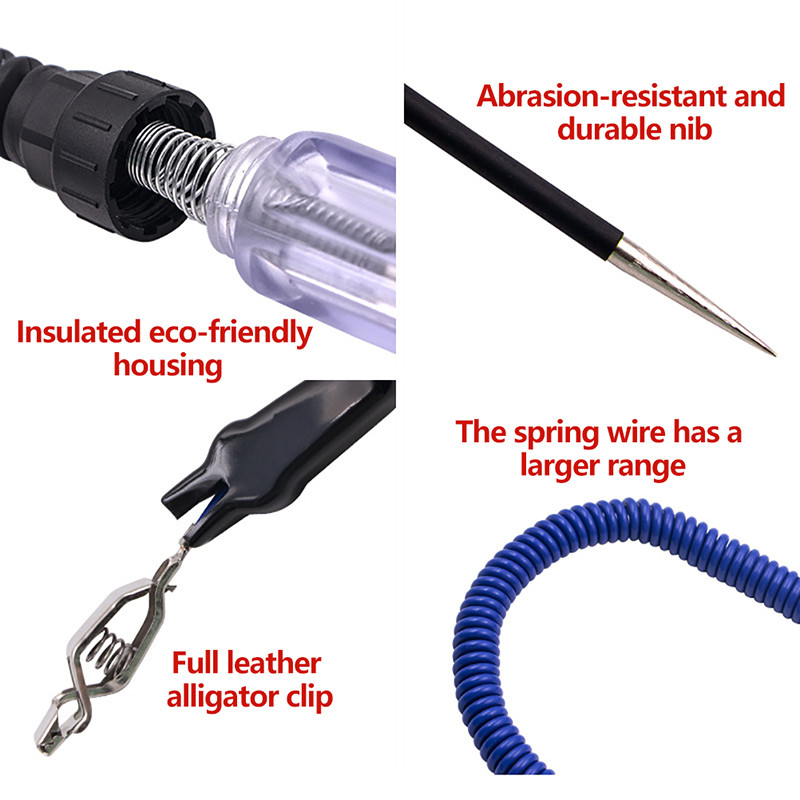 Auto DC 6V 12V 24V DC Tester de circuite de tensiune pentru mașină Pix cu sondă lungă Instrumente de reparație auto pentru verificarea circuitelor, siguranțelor, comutatoarelor