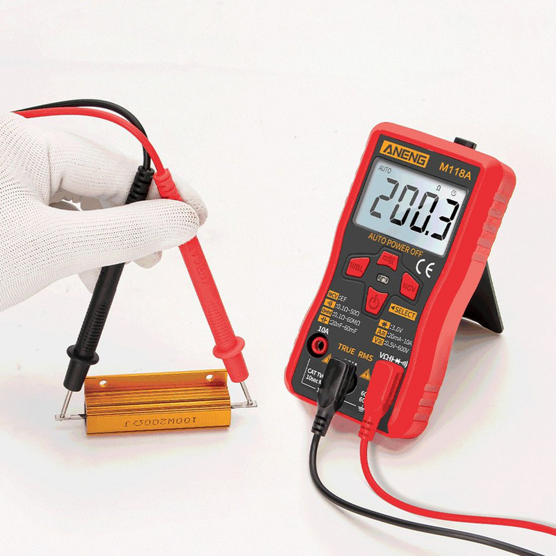 Multimetru digital cu iluminare din spate M118A, instrument de măsurare a afișajului LCD stabil fără contact, cu baterii ABS, gamă automată inteligentă