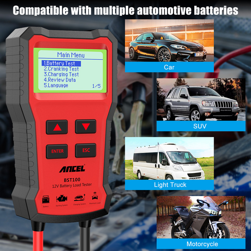 ANCEL BST100 Smart Car Battery Tester 100-2000CCA Auto Battery Tool Scanner Υποστήριξη μπαταρίας αυτοκινήτου 12V Διαγνωστικό σύστημα μπαταρίας
