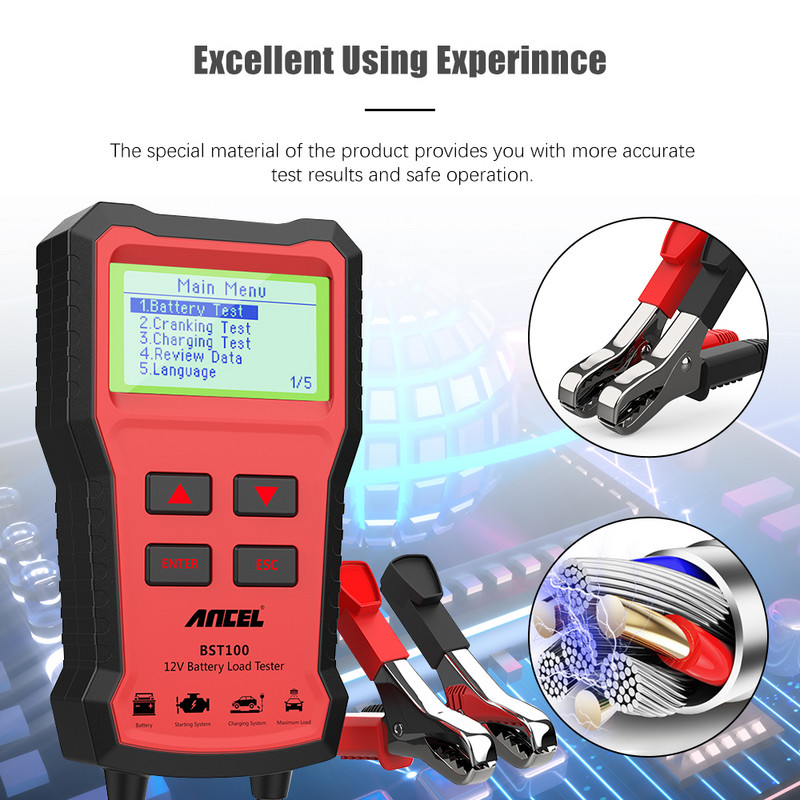 ANCEL BST100 Smart Car Battery Tester 100-2000CCA Auto Battery Tool Scanner Υποστήριξη μπαταρίας αυτοκινήτου 12V Διαγνωστικό σύστημα μπαταρίας