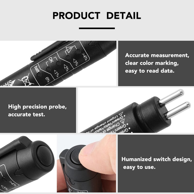 Tester lichid de frână Stilo Testare automată a lichidelor 5 LED-uri Afișaj cu indicatori LED Verificare calității uleiului de frână Accesorii auto noi Instrumente de reparație auto