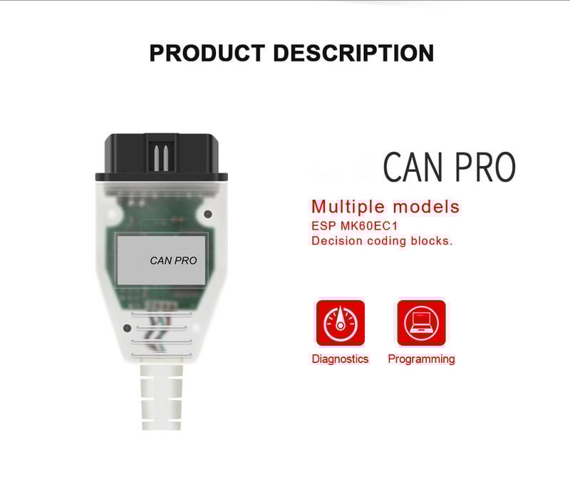 Profesional pentru VAG CAN PRO 5.5.1 Cititor de coduri OBD2 automat VCP PRO Scanner de diagnosticare V5.5.1 CAN-BUS K-Line multifuncțional