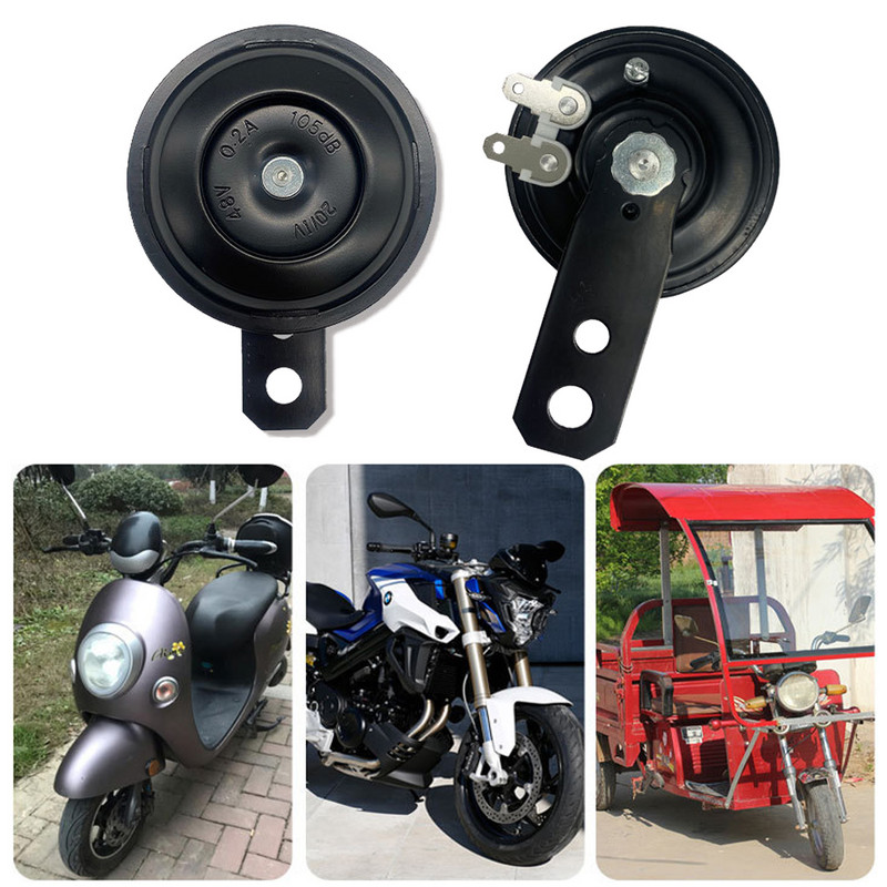 Kit claxon electric universal pentru motociclete 105db 12/24/60V 1.5A difuzoare rotunde rezistente la apă pentru claxon pentru scooter, ciclomotor, motocicletă ATV