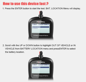 FOXWELL BT100 PRO Car Battery Tester 6V 12V For Flooded AGM GEL 100 to 1100CCA 200AH Battery Health Analyzer Diagnostic Tool