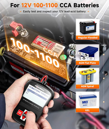 FOXWELL BT100 PRO Car Battery Tester 6V 12V For Flooded AGM GEL 100 to 1100CCA 200AH Battery Health Analyzer Diagnostic Tool