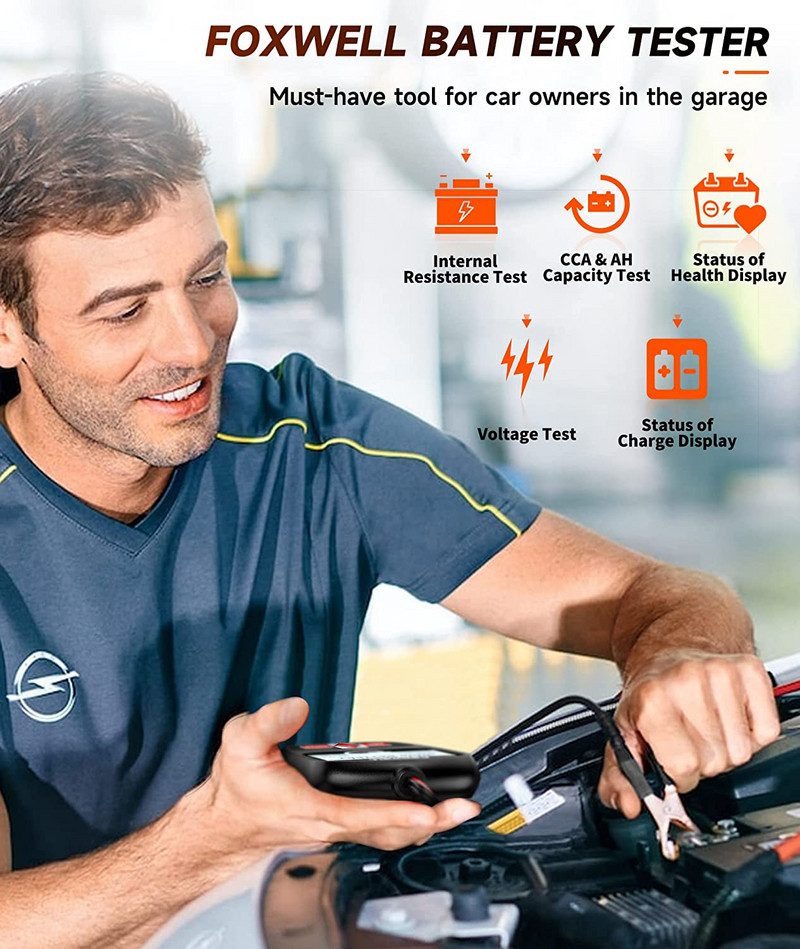 Tester de baterie auto FOXWELL BT100 PRO 6V 12V pentru GEL AGM inundat 100 până la 1100CCA 200AH Instrument de diagnosticare pentru analizator de sănătate a bateriei