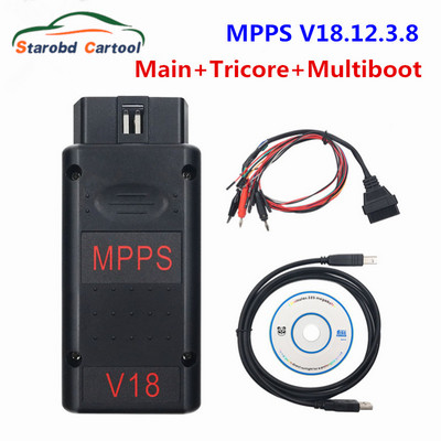 Най-новият MPPS V18.12.3.8 MAIN Tricore Multiboot OBD2 MPPS V18 с Breakout Tricore Cable Car Tool