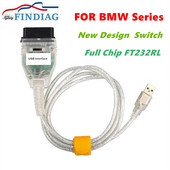 Chipuri complete FT232RL pentru BMW INPA K + DCAN K + CAN K-Line Switch FTDI OBDII Interfață de diagnosticare Adăugați cablu BMW 20Pin pentru scaner BMW