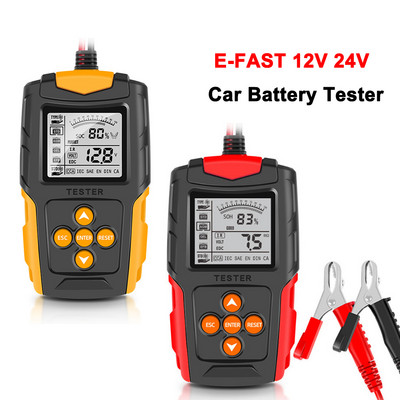 E-FAST 12V 24V Tester akumulatora automobila LCD analizator akumulatora Testiranje napunjenosti Auto dijagnostički alat Gel AGM WET CA SLA Baterija CCA IR SOH