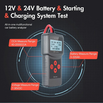Тестер за автомобилна батерия MICRO-200 PRO Анализ на вътрешното съпротивление на батерията за автомобили и мотоциклети Детектор за стартиране и спиране на батерията