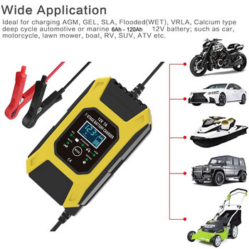 FOXSUR 12V 7A 7-степенно импулсно зареждане на батерията за EFB GEL WET AGM зарядно устройство за акумулаторна батерия за автомобил и мотоциклет