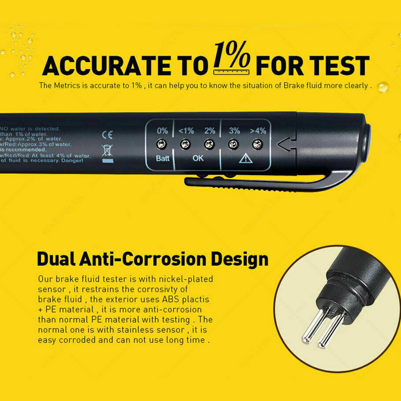 Tester de lichid de frână pentru autovehicule Tester de lichid de frână Test de calitate a uleiului cu afișaj cu LED lichid Instrumente de testare Testare DOT3/4/5