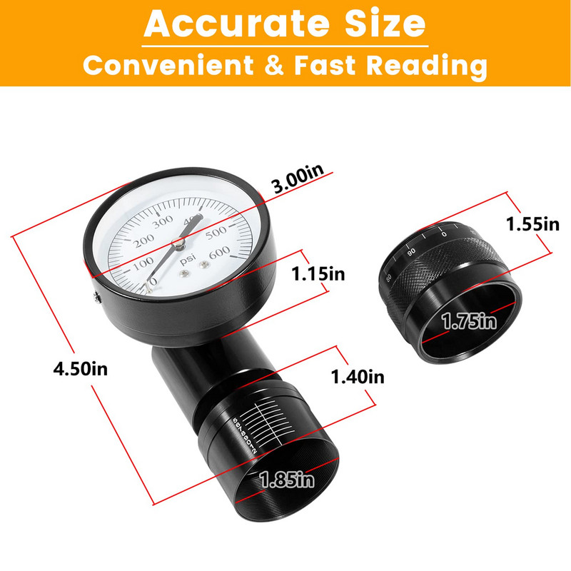 ANX 66841 Mini tester de arc de supapă cu cadran rotund micrometru Gama 0-600LB Crește de 10LB, mecanic pentru menghină sau presă cu arbore
