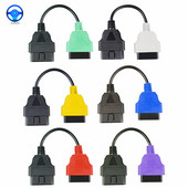 6 vnt kelių spalvų OBD2 16 kontaktų kabelio jungties rinkinys FiatECUScan adapterio laidas, skirtas Fiat Alfa Romeo / Lancia