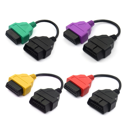 6 vnt kelių spalvų OBD2 16 kontaktų kabelio jungties rinkinys FiatECUScan adapterio laidas, skirtas Fiat Alfa Romeo / Lancia