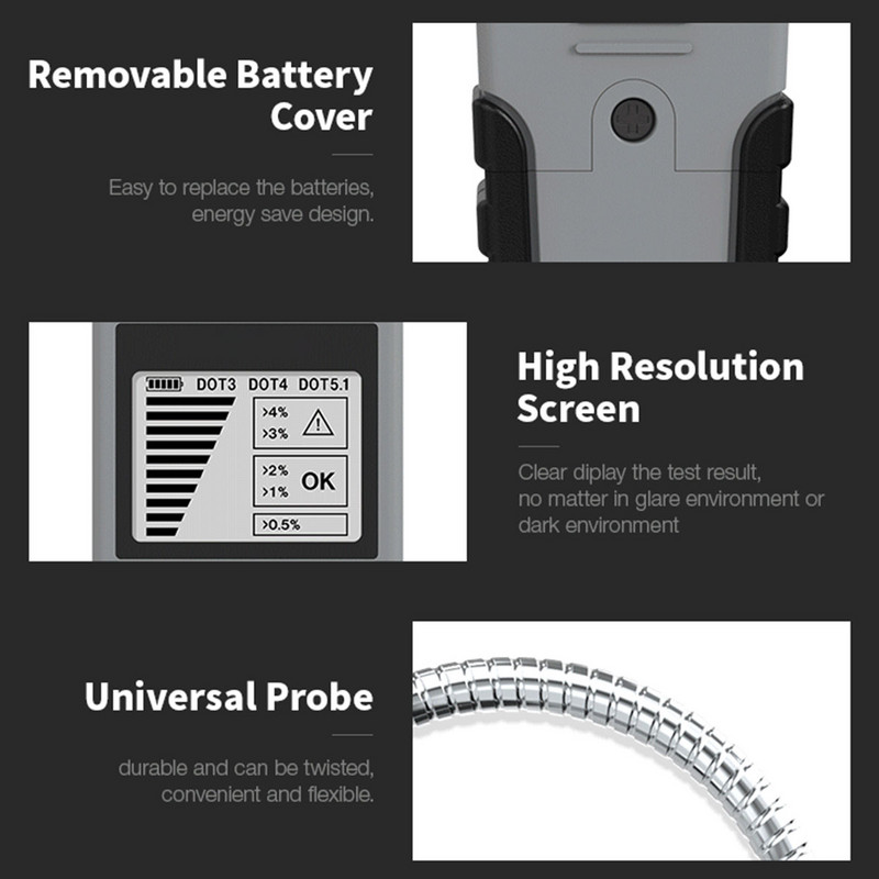 Automobilio stabdžių skysčio testeris Skaitmeninis automobilio stabdžių alyvos įrankis, skirtas DOT-3 DOT-4 DOT-5.1 didelio tikslumo automatiniam stabdžių skysčio detektoriaus alyvos įrankiui