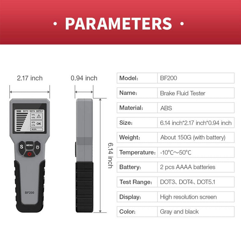 Automobilio stabdžių skysčio testeris Skaitmeninis automobilio stabdžių alyvos įrankis, skirtas DOT-3 DOT-4 DOT-5.1 didelio tikslumo automatiniam stabdžių skysčio detektoriaus alyvos įrankiui