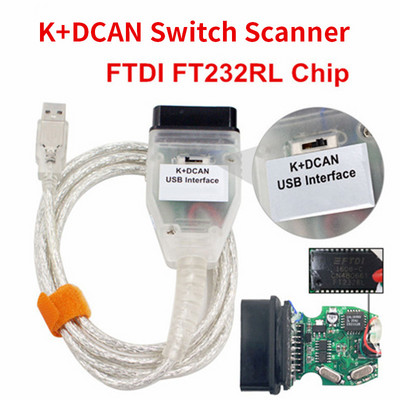 Chip complet calificat pentru BMW IN-PA K DCAN K + CAN FTDI Chip OBDII Cablu de diagnosticare pentru BMW E46 K + CAN K CAN INP-A FT232RL Chip