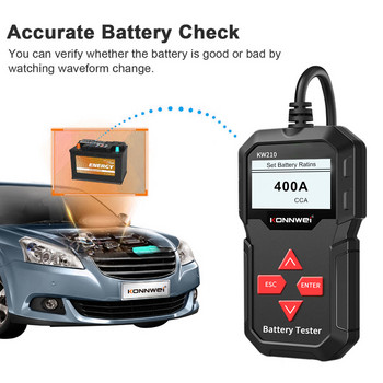 KONNWEI KW210 12V тестер за автомобилна батерия Автоматичен интелигентен анализатор на батерия 100 до 2000CCA Инструмент за тестер за автомобилна батерия