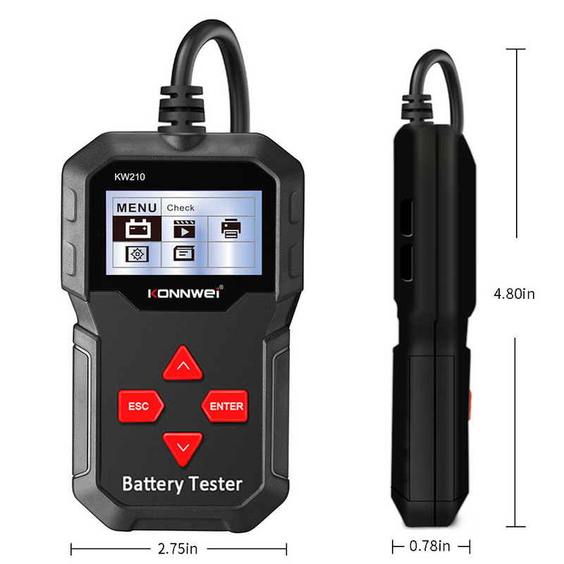 Tester baterie auto KONNWEI KW210 12V Analizor automat inteligent de baterie 100 până la 2000CCA Instrument de testare a bateriei auto cu pornire