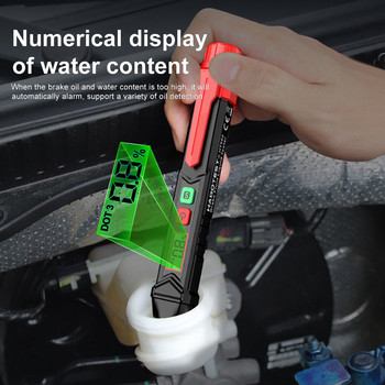 Тестер за спирачна течност Автоматична проверка на качеството на течното масло за спирачките на автомобила Писалка Звук Светлина Аларма Подсветка Цифров тестер за DOT3/DOT4/DOT5.1